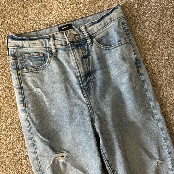Express women’s high rise distressed denim straight leg jeans size 2 - Picture 3 of 8